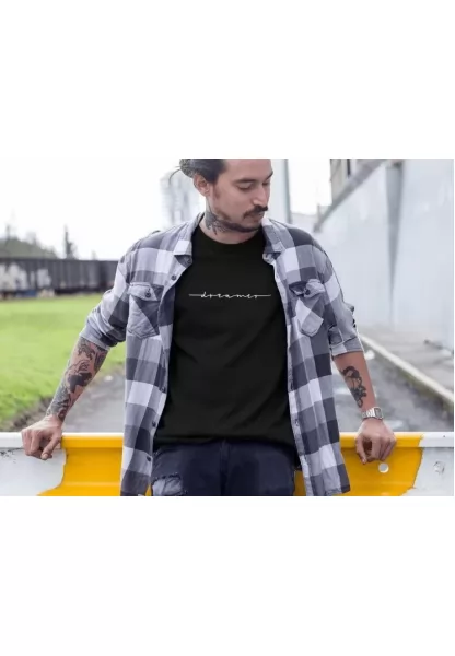 Erkek Bisiklet Yaka Baskılı Oversize T-Shirt - Siyah