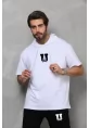 Unisex Kapşonlu Oversize T-Shirt Takım - Beyaz