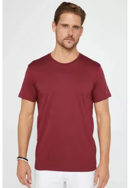 Unisex Düz Biskilet Yaka Oversize T-shirt - Bordo