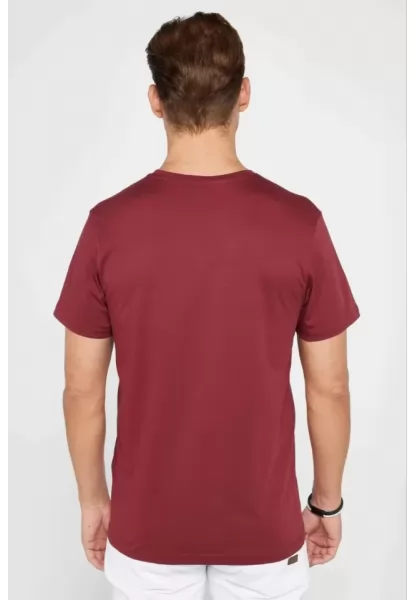 Unisex Düz Biskilet Yaka Oversize T-shirt - Bordo