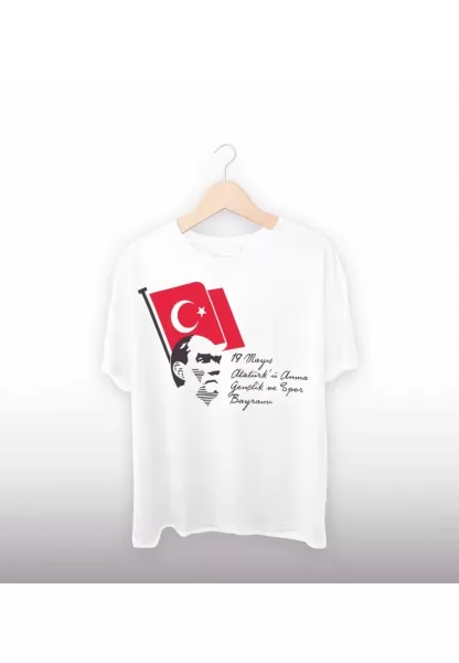 19 Mayıs 20/1 Baskılı T-shirt - Beyaz