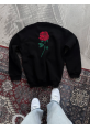 Unisex Bisiklet Yaka Ön Ve Arka Baskılı SweatShirt - Siyah