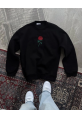 Unisex Bisiklet Yaka Ön Ve Arka Baskılı SweatShirt - Siyah