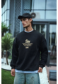 Kışlık Bisiklet Yaka Ön Ve Arka Baskılı SweatShirt - Siyah