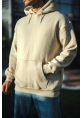 Üç İplik Penye Kapşonlu Basic SweatShirt - Bej