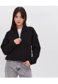 Oversize Yarım Farmuarlı Yakalı Basic SweatShirt - Siyah