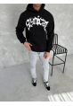 Unisex Üç İplik Kapşonlu Baskılı SweatShirt - Siyah