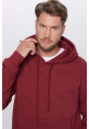 Üç İplik Penye Kapşonlu Basic SweatShirt - Bordo