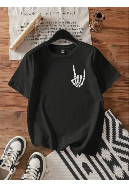 Baskılı T-shirt - Siyah