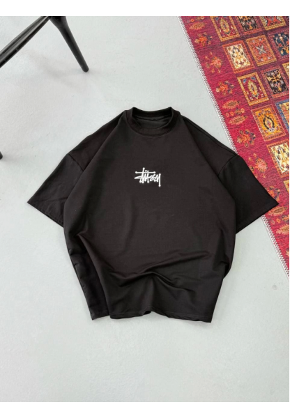 Erkek Baskılı Oversize T-shirt - Siyah