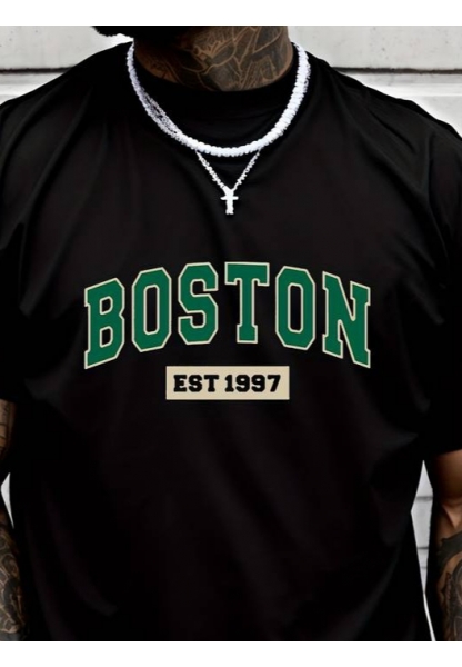 Erkek Boston Baskılı Süprem T-shirt