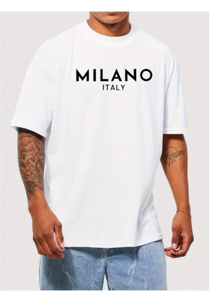 Erkek Milano Baskılı Süprem T-shirt