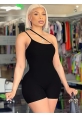 Kadın Asimetrik Askılı Mini Kaşkorse Bodycon Tulum