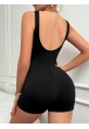 Kadın Kare Yaka Sırt Dekolte Detay Dalgıç Bodycon Mini Tulum