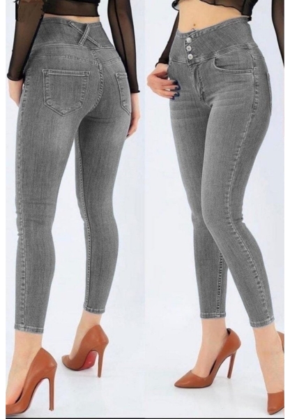 Yüksek Bel Likralı Jean Pantolon 90 Cm