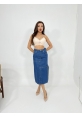 6900 SLIPPED MIDI SKIRT-MAVİ